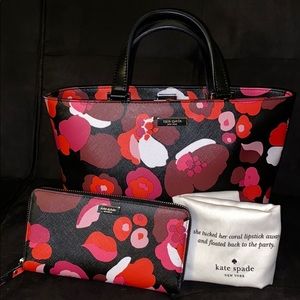 Kate Spade Floral Handbag & Wallet Set